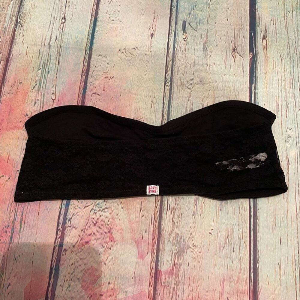 Victoria's Secret PINK Bralette Womens Medium Black Lace Bandeau Bralet Bra - Picture 4 of 7